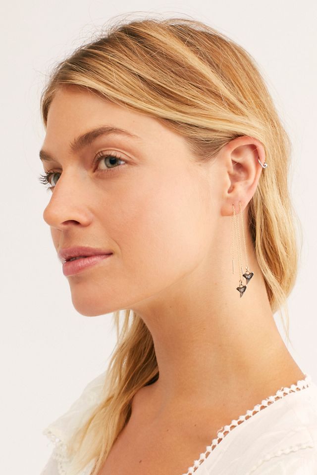 Diamond Shark Tooth Threader Earrings #2