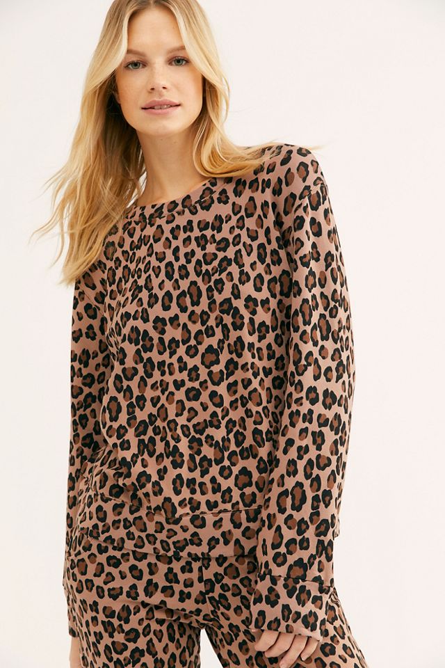 Free people 2025 leopard sweatshirt