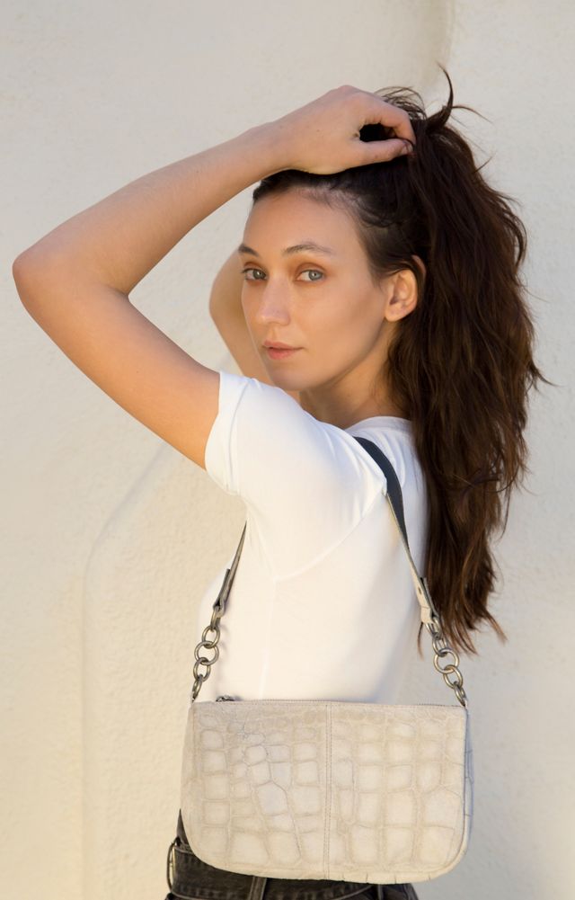 Alanna Suede Croc Shoulder Bag #4