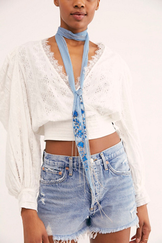 Florentine Embroidered Skinny Scarf Free People