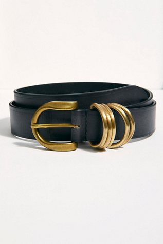 Rori Leather Belt by FP Collection at Free People in Black/Gold Combo, Size: XS/S