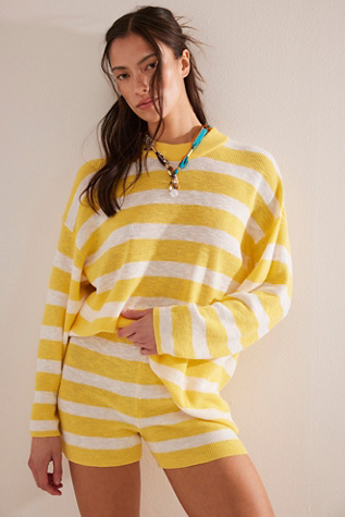 Malibu Surf Sweater Co-Ord By free-est At Free People In Lemon Zest Combo, Size: XS