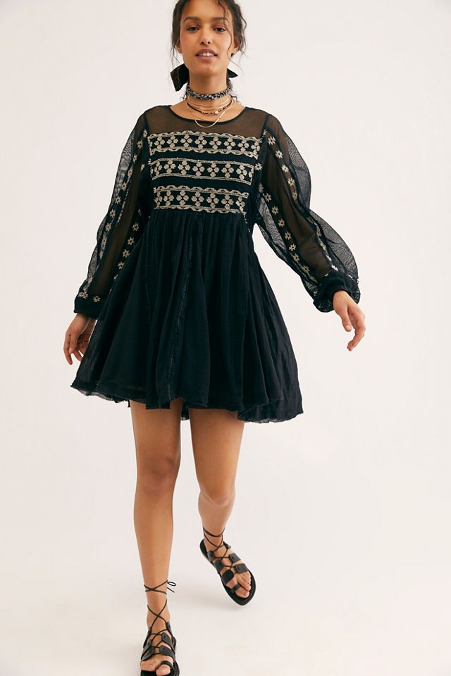 Free people black embroidered dress best sale