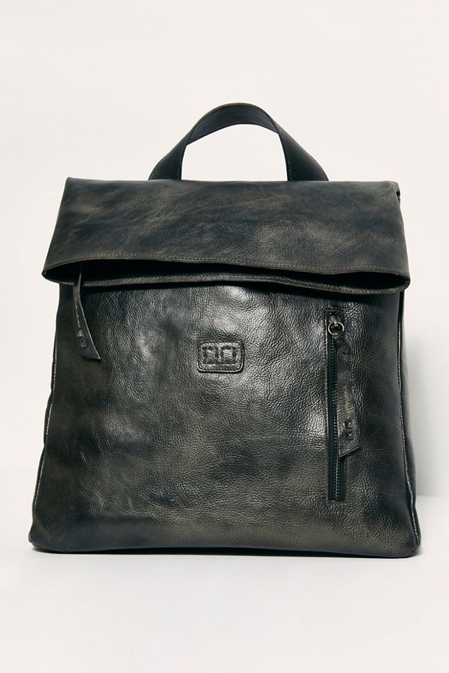 Bed Stu Howie Flapover Leather Backpack - Black Rustic
