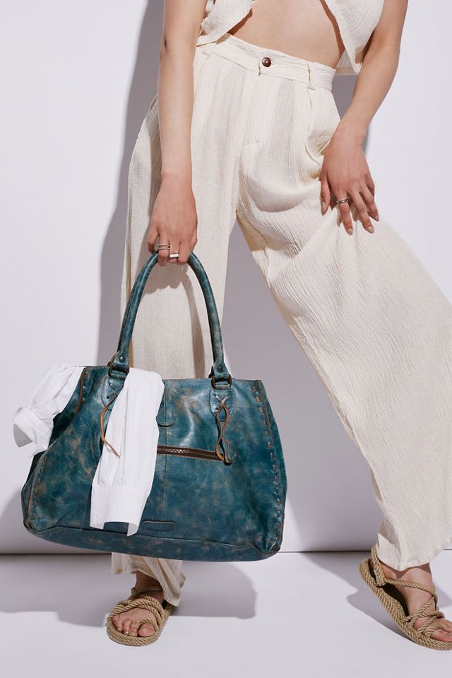 Rockaway Leather Tote, Dark Teal Lux