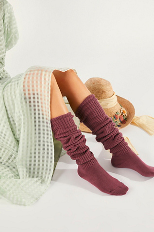 Bulky Knit Over-The-Knee Socks at Free People in Rose