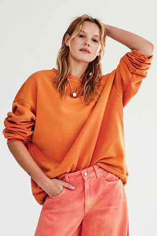 Over And Out Sweatshirt by Free People in Orange, Size: L
