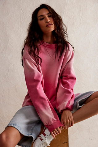 Over And Out Sweatshirt at Free People in Washed Beet Root, Size: Medium