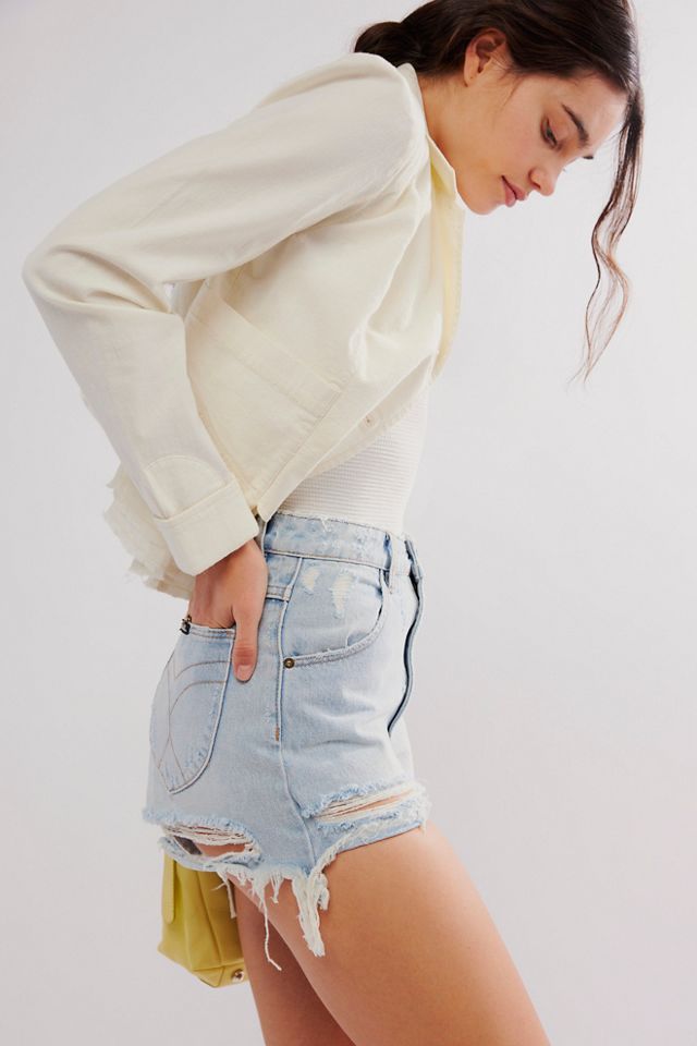 Short en jean effiloché #1