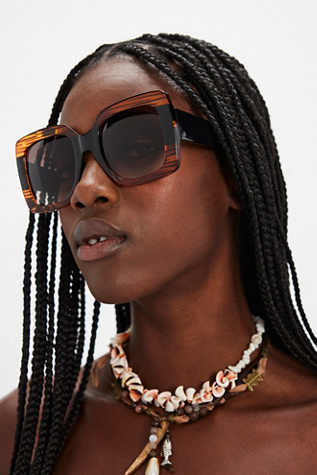 Sugar Oversized Square Sunglasses by Free People in Brown