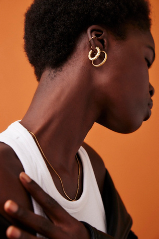 Gold Plated Hoop Earring Set at Free People in Gold Mix