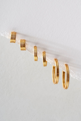 Женские серьги Free People Gold Plated Set, цвет: Золотой, вариант 1 — фото 3