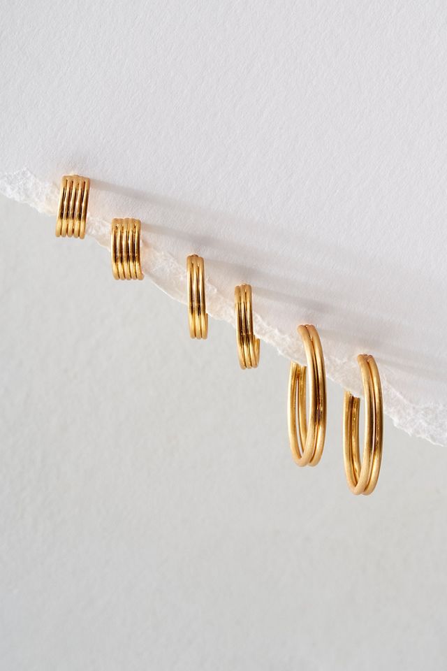 Gold Plated Hoop Earring Set #2