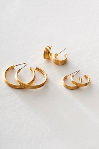 Женские серьги Free People Gold Plated Set, цвет: Золотой, вариант 1 — фото 4