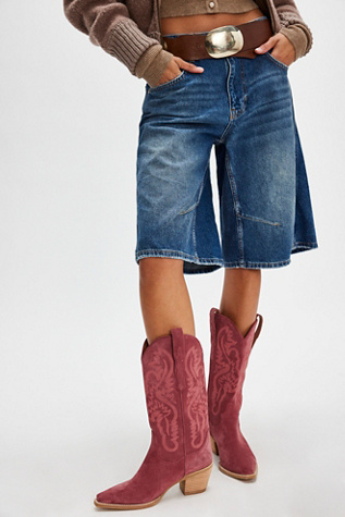 Dagget Western Boots By Jeffrey Campbell At Free People In Raspberry Suede Light Pink, Size: US 7.5