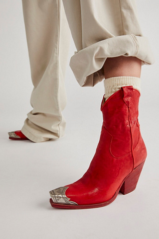 Free people red booties on sale