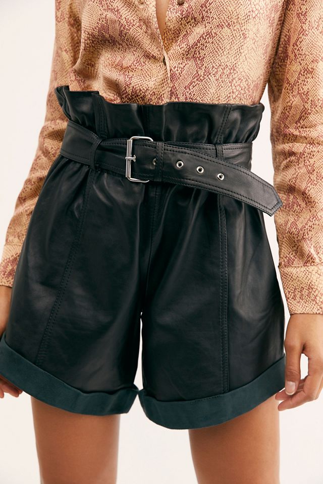 Free people leather on sale shorts