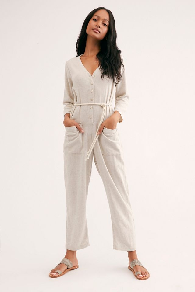 Free people cheap linen jumpsuit