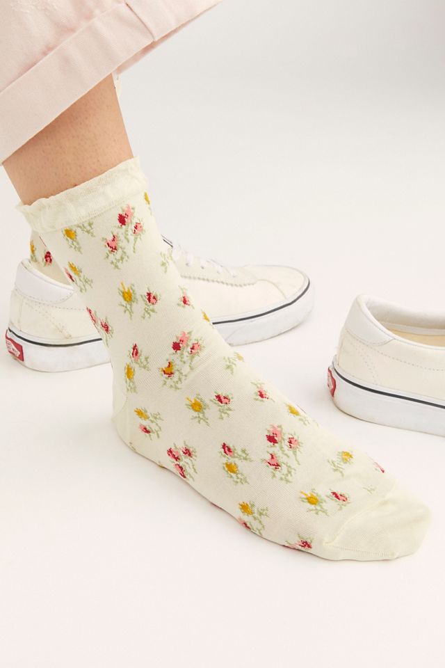 Anna Sui Rosebud Print Socks