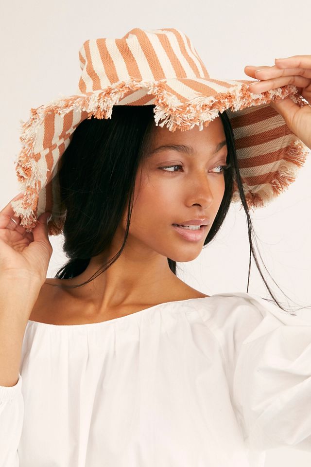 Seaside Stripe Frayed Bucket Hat #1