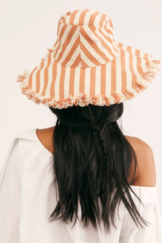 Seaside Stripe Frayed Bucket Hat #2
