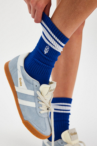 Movement Logo Stripe Tube Socks by Lucky Honey at Free People in Athletic Blue