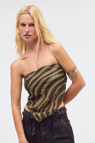 FP One Raya Bandana Top at Free People in Khaki Combo, Size: XL