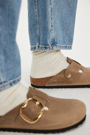 Женские сабо Birkenstock Boston Big Buckle, цвет: Бежевый — фото 4
