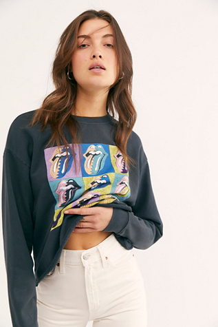 Free people rolling stones sweatshirt new arrivals