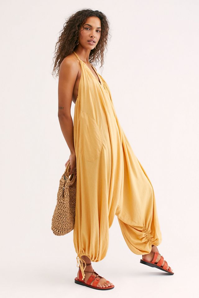 Free people yellow store jumpsuit