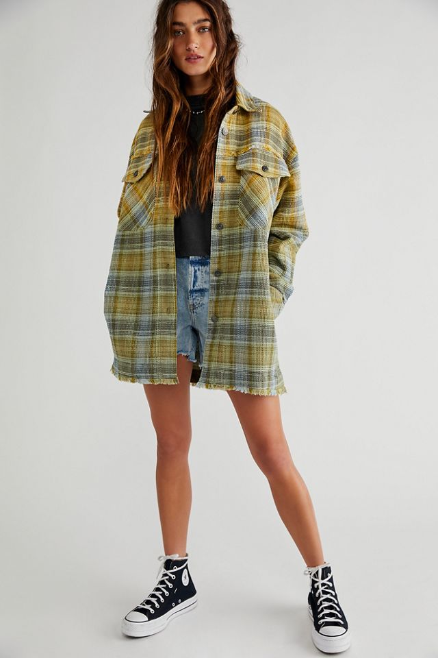 Anneli Plaid Shirt Jacket Free People