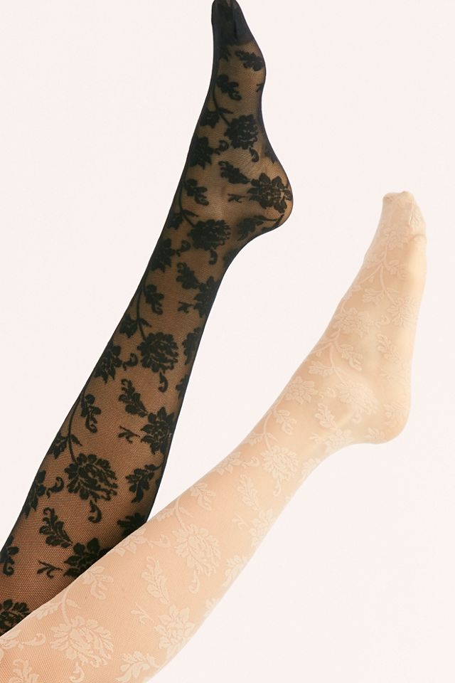 Micro Mesh Floral Lace Tights