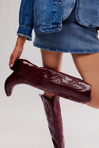 Finn Tall Western Boots by Jeffrey Campbell at Free People in Merlot, Size: US 8