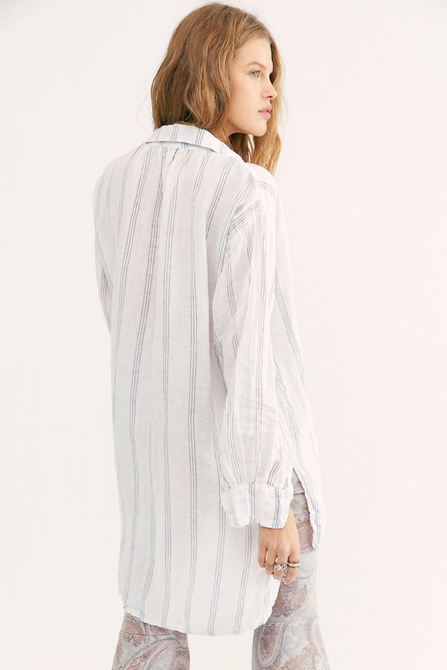 Stripe Linen V-Neck #2
