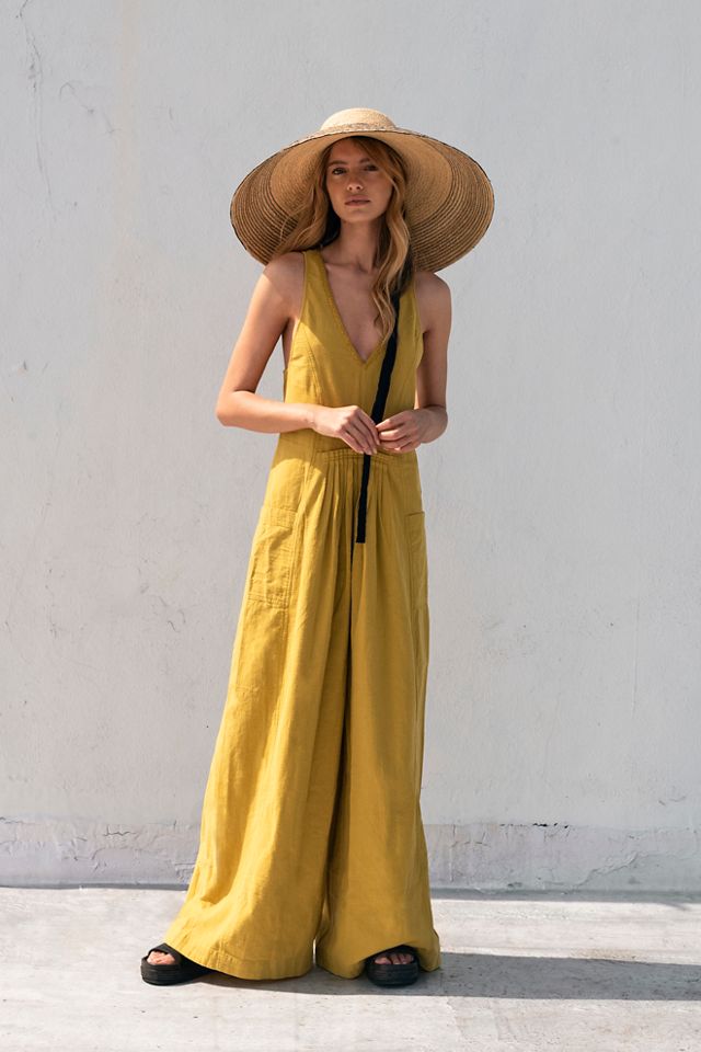 Free people store yellow jumpsuit