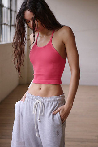 Happiness Runs Long Crop Tank Top by FP Movement at Free People in Hibiscus, Size: M/L