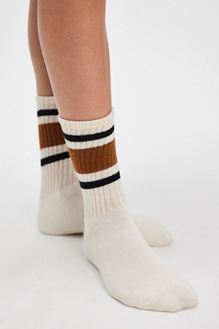 Retro Stripe Tube Socks at Free People in Brown Combo