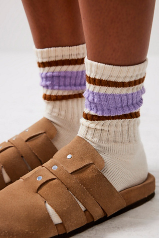 Retro Stripe Tube Socks at Free People in Lilac/Camel