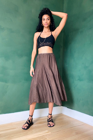 free people silk midi skirt