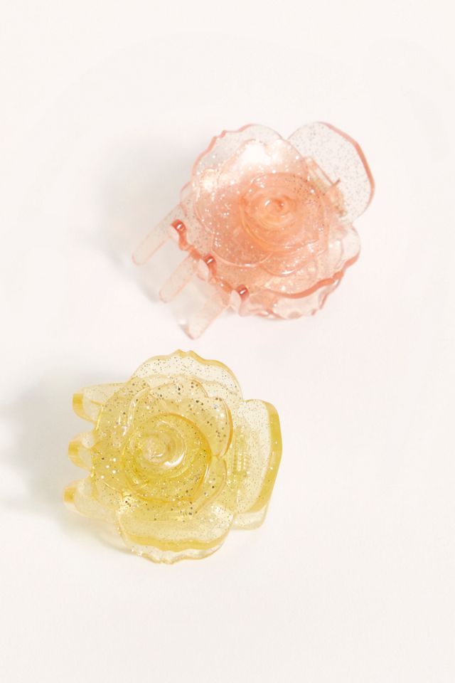 New?Free People-Be Happy Rose Clips-Gold Be Happy Rose Clips | Free People main image 2