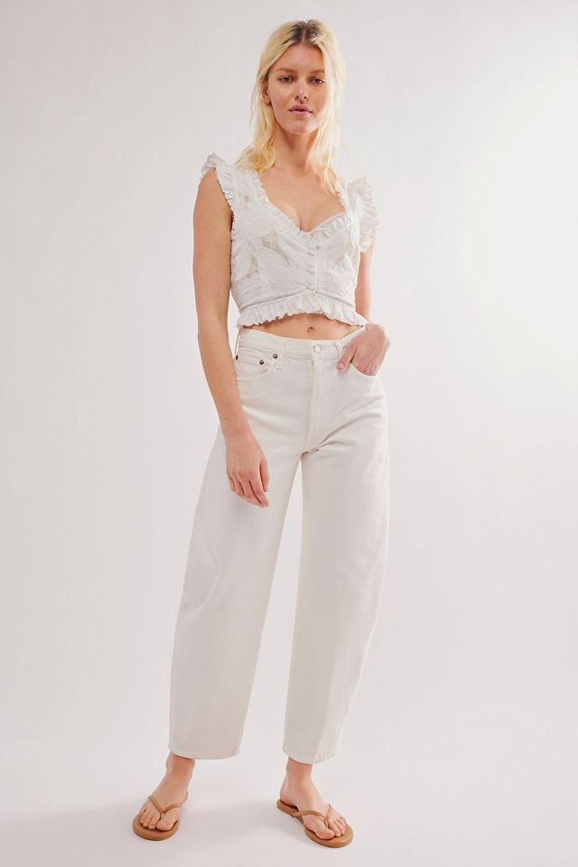 White best sale balloon jeans