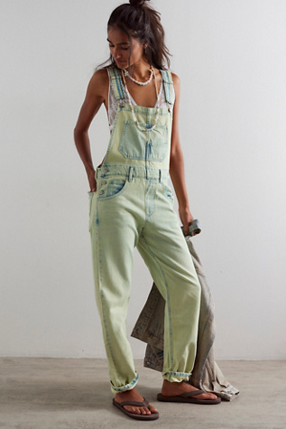 We The Free Ziggy Denim Overalls at Free People in Minty Green, Size: Small