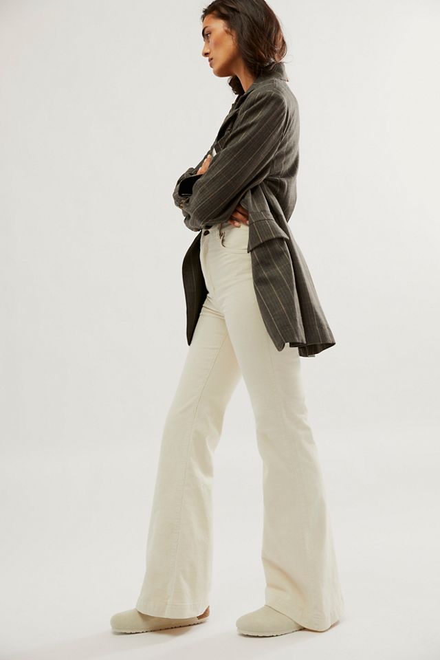 High Rise Button Fly Corduroy Flare Pant