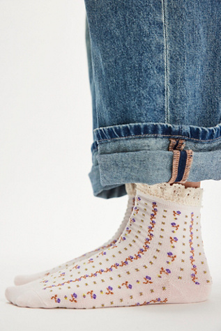 Chaussettes à la cheville en maille gaufre Rosebud