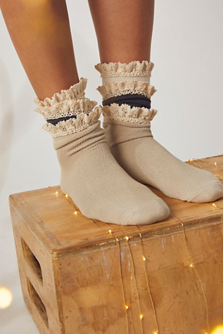 Beloved Waffle Knit Ankle Socks at Free People in Ivory