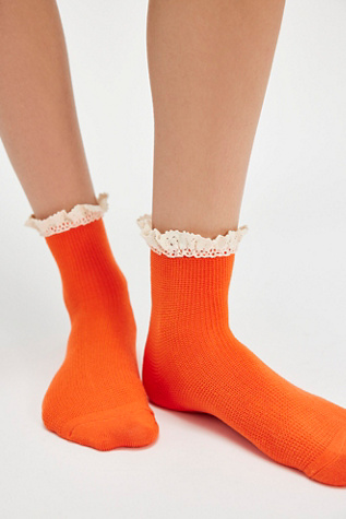 Beloved Waffle Knit Ankle Socks At Free People In Cajun