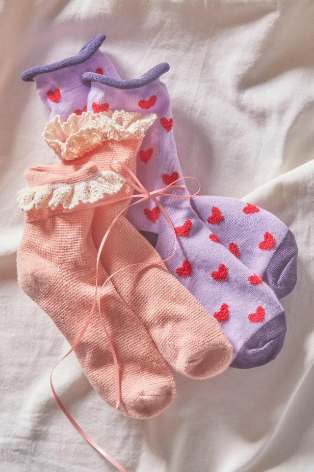 Rosebud Waffle Knit Ankle Socks