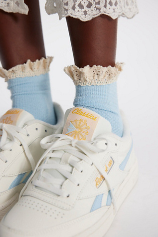 Beloved Waffle Knit Ankle Socks at Free People in Silky Sky