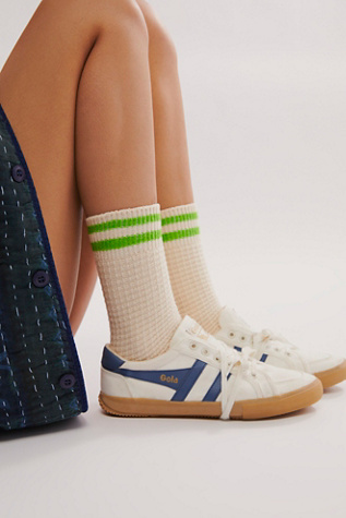 Jackson Cozy Stripe Socks at Free People in Kelly Green