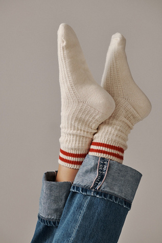 Chaussettes douillettes à rayures Jackson par Free People en Rouge Classique, pour femme